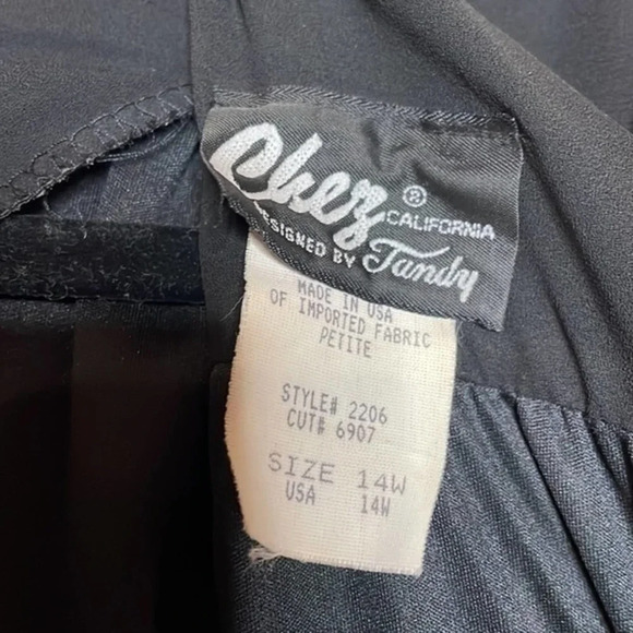 𝅺Vintage Chez California Designed by Tandy Black & Gold Sequined Dress Size 14W - Picture 6 of 7